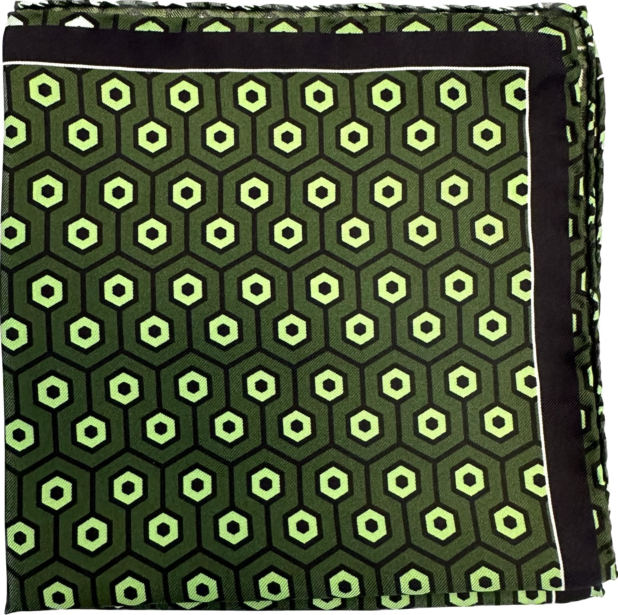 Pocket square disegno esagonale verde seta Fefe' - MONSIEUR