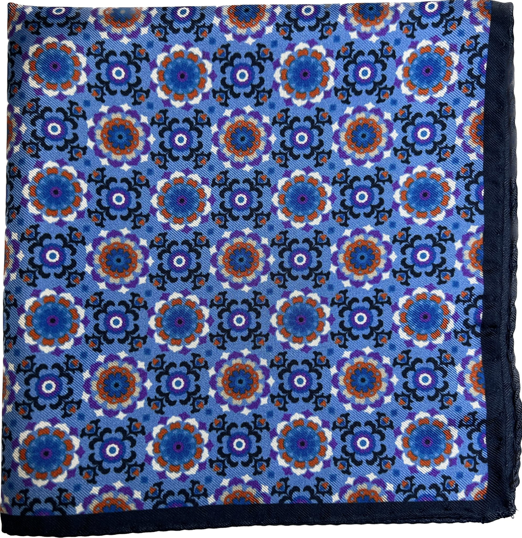 Pocket square seta medaglioni light blue Monsieur - MONSIEUR