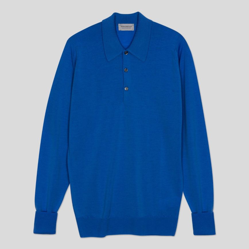 Polo dorset lana manica lunga jay blue John Smedley - MONSIEUR