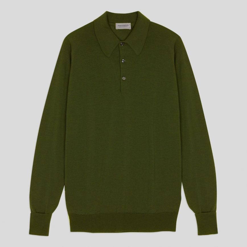Polo dorset lana manica lunga verdant green John Smedley - MONSIEUR