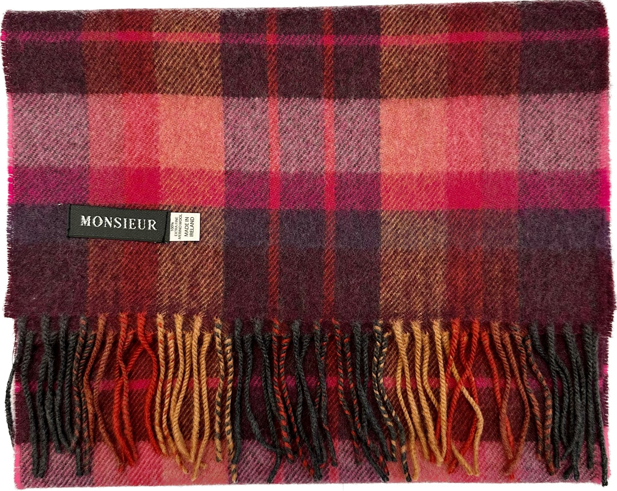 Sciarpa check luxury wool bordeaux rosa Monsieur - MONSIEUR