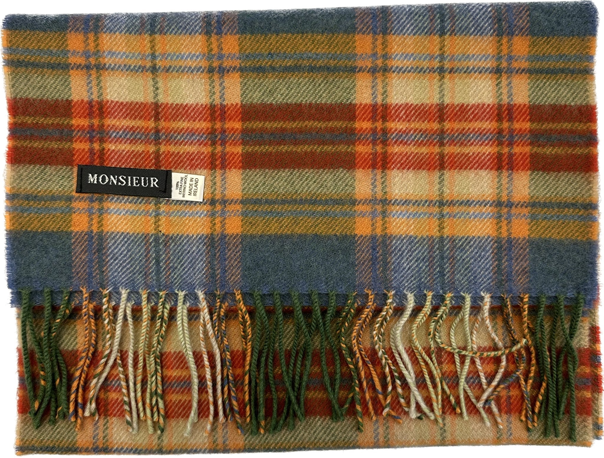 Sciarpa check luxury wool gialla arancione verde Monsieur - MONSIEUR