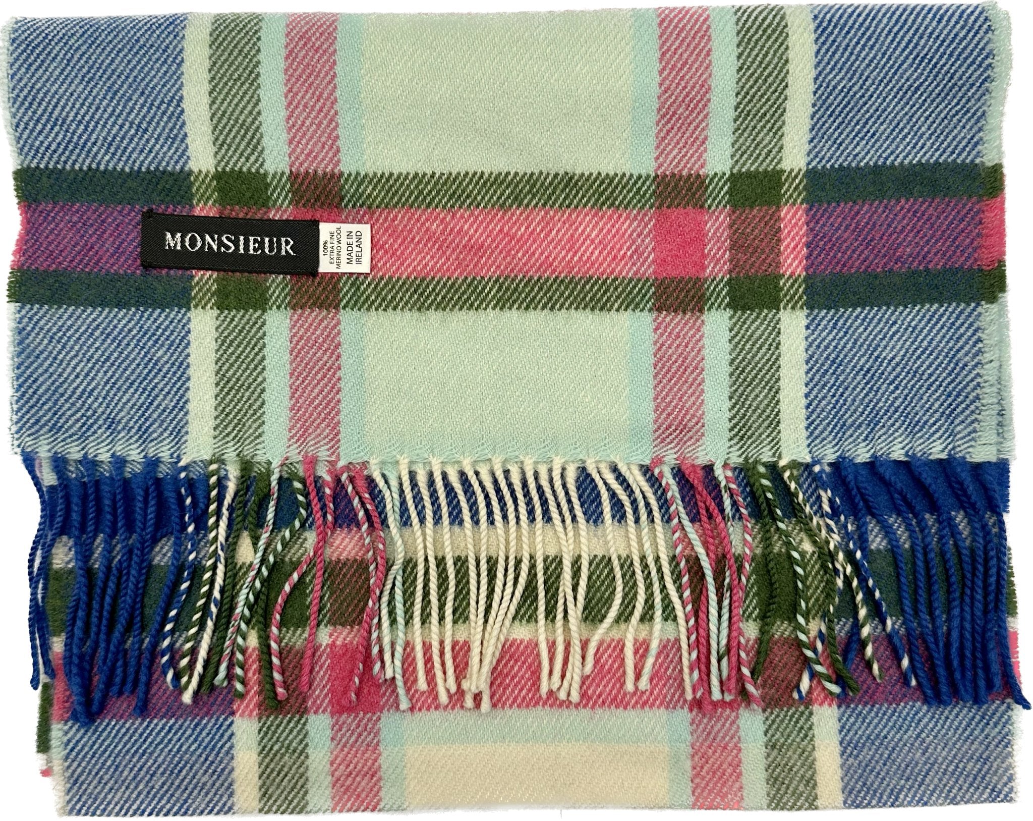 Sciarpa check luxury wool verde blu royal rosa Monsieur - MONSIEUR