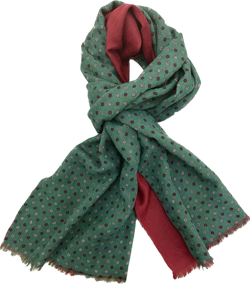 Sciarpa lana doppiata fantasia cravatta verde bordeaux Franco Bassi - MONSIEUR